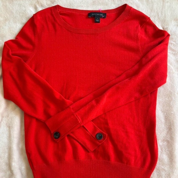 Ann Taylor Sweaters - Ann Taylor Vibrant Red Crew Neck Sweater